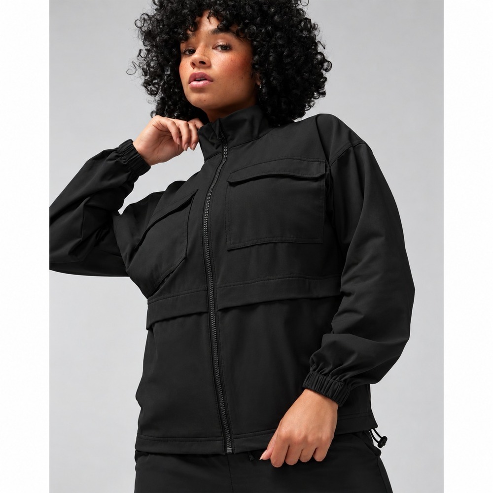 SOMA Tech Knit Zipper Jacket Lightweight Softshell Pockets Black Sz Small